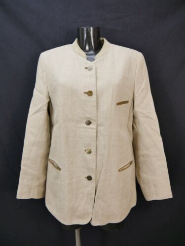 Meindl neuwertige Leinen Jacke grau mit Leder abgesetzt Trachten Blazer Gr.46 - Bild 1 von 7