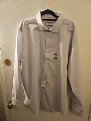 Calvin Klein Infinite Non-Iron Stretch Collar Mens Lavender striped Slim  Fit | eBay