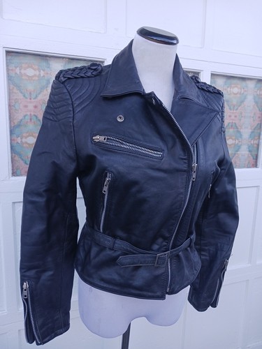 Vintage 1960 Womens Motorcycle Jacket Leather Sz 10 - Picture 2 of 14