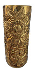Hollywood Regency Gold Embossed Ceramic Floral Umbrella Cane Vase Stand