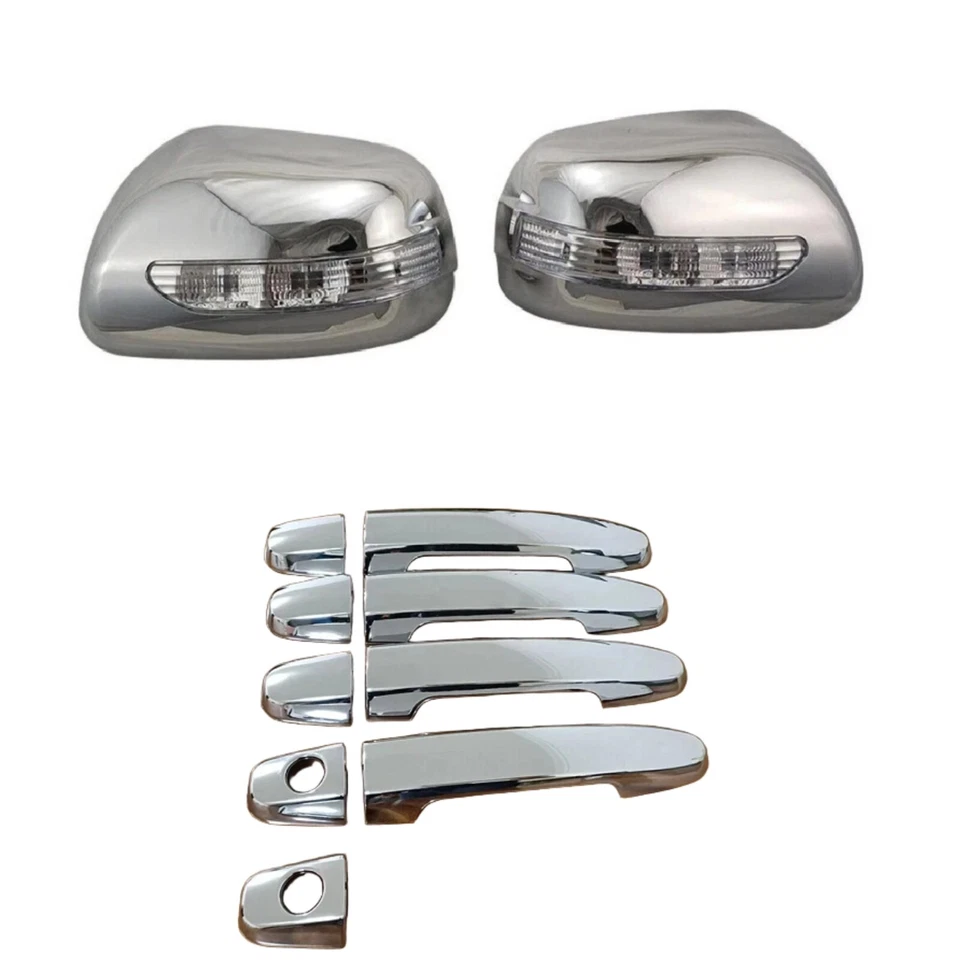 Espejo retrovisor LED cromado manija de puerta tazón cubierta moldura para Toyota Corolla 05-13 Foto 4 de 4