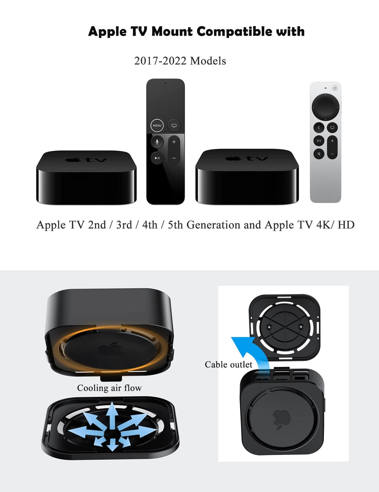 Wall Mount for Apple TV Anti-Theft Holder Fit for Ceiling Mount Compatible wi...