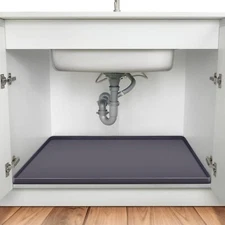 Under Kitchen Sink Mat thick Silicone 28”x22” for Kitchen Waterproof - Grey