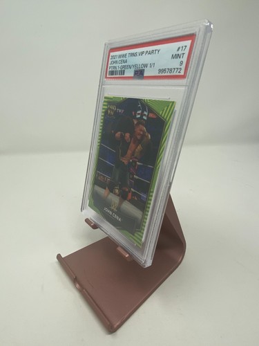 2021 TOPPS TRANSCENDENT WWE VIP PARTY JOHN CENA GREEN & YELLOW ONE OF ONE PSA 9 - Picture 4 of 5