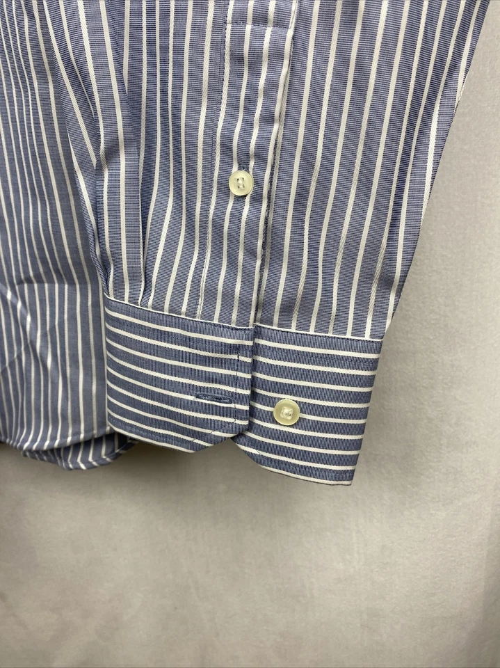 Camisa de vestir manga larga con botones a rayas sin planchar talla 17-17,5 Egara para hombre Foto 4 de 4