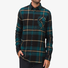 REEF Men's LS Flannel Shirt - CAVIAR - Size XL - NWT