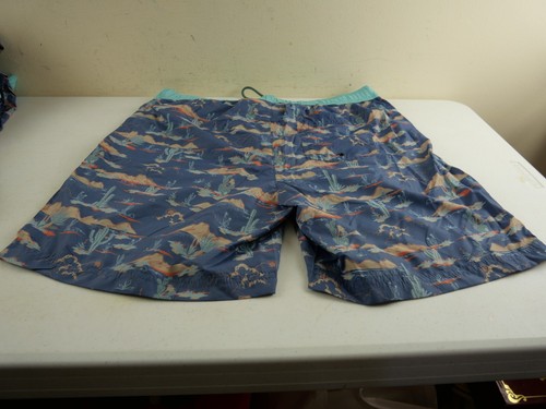 HAWKE & CO Men's L Navy Blue Western Desert Cactus Lined Bathing Swim Suit NEW - Picture 4 of 6