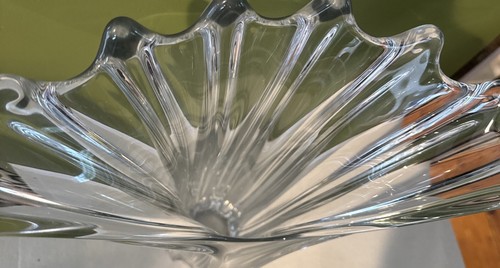 Vintage Mid Century Art Cannes Hand Blown Crystal Vase, Made In France 12” High - Picture 6 of 7