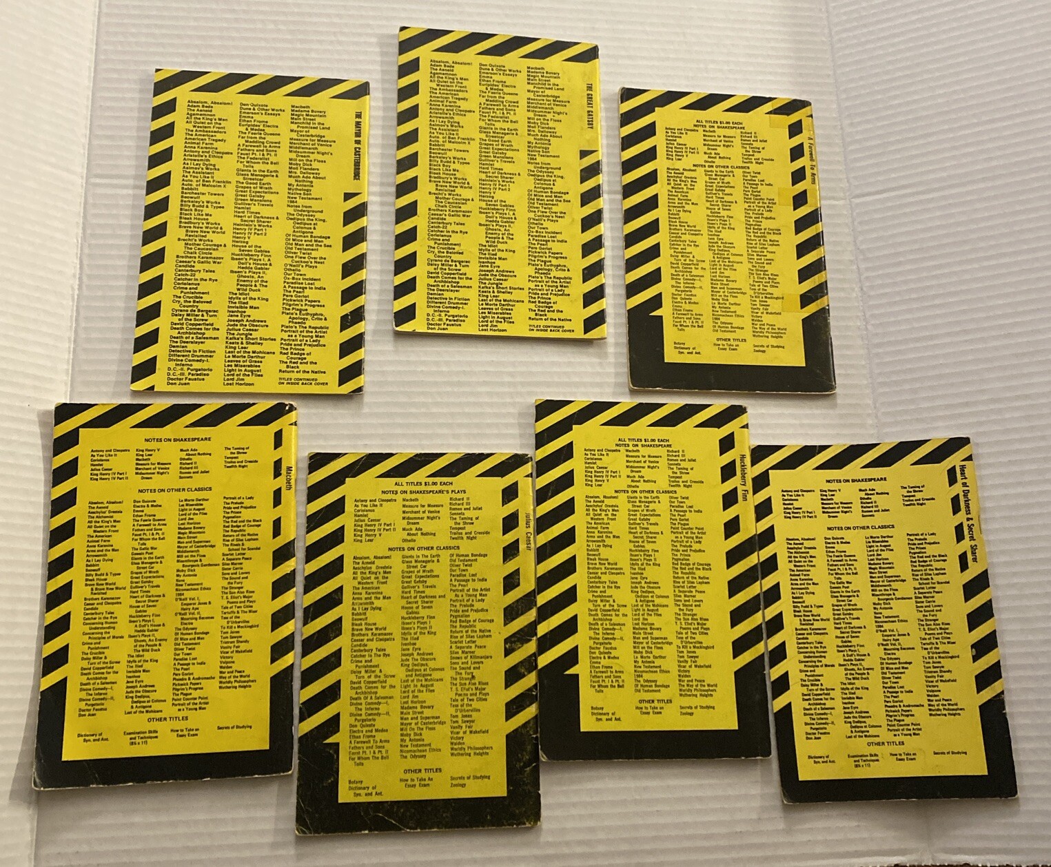 7 LOT Cliffs Notes Classics Lit. Study Guides Gatsby Hick Finn Macbeth Caesar