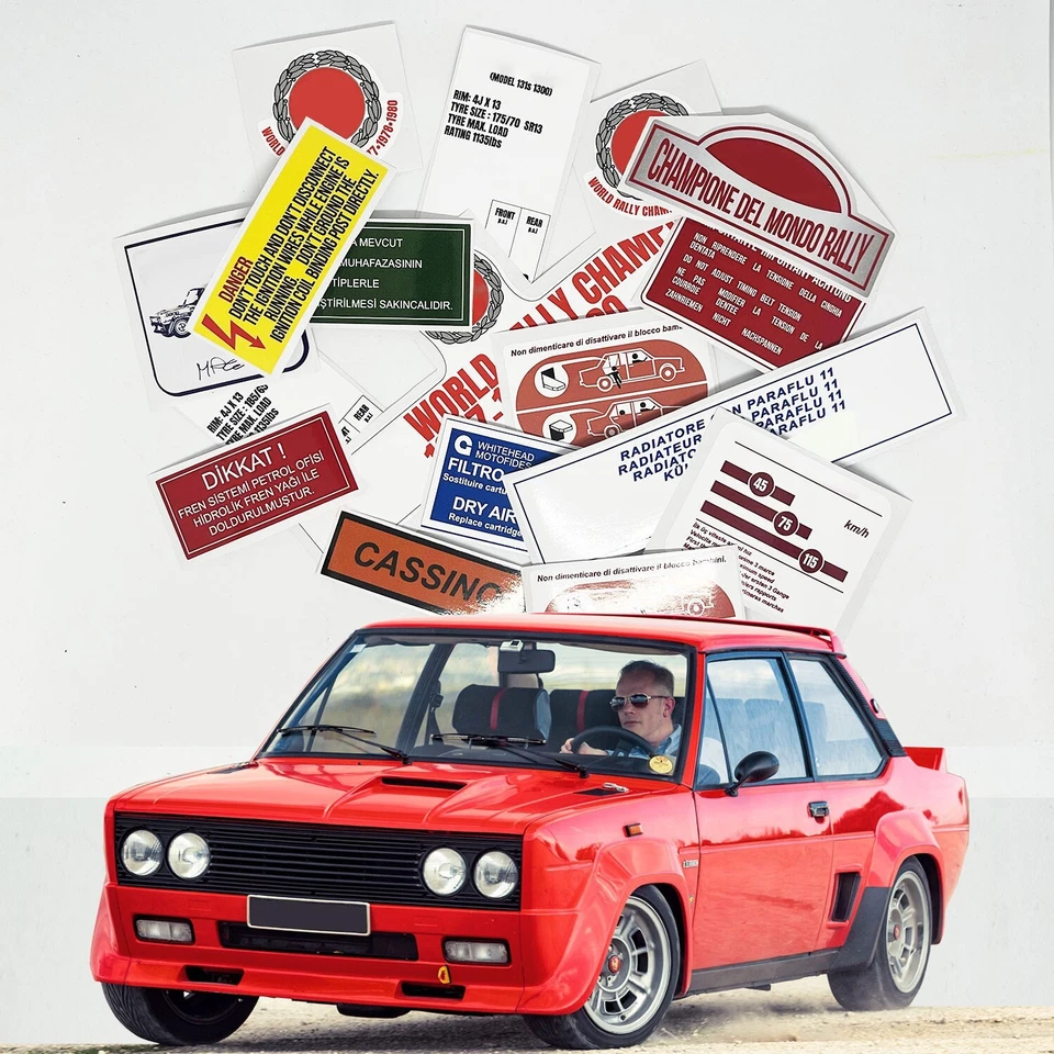 Etiquetas adhesivas de advertencia de restauración de coche Fiat 131 Mirafiori Murat debajo del capó Foto 2 de 4