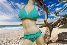 NWT GOTTEX PROFILE Jade Green BIKINI Bathing Suit SWIMSUIT SET size - 10