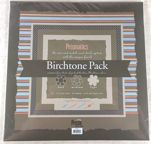 NEW Prismatics Birchtone 12" x 12" Kraft Cards Cardstock Pack Pink