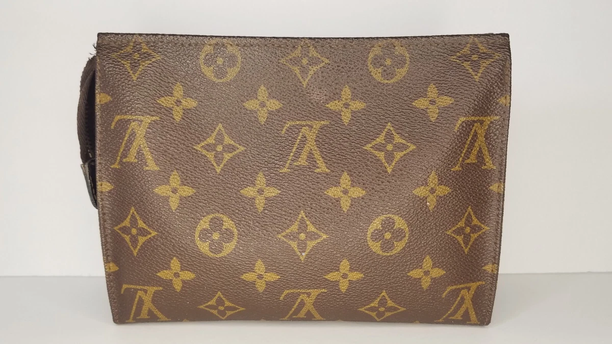 *RARE* AUTHENTIC LOUIS VUITTON BROWN MONOGRAM VINTAGE TOILETRY POUCH 19