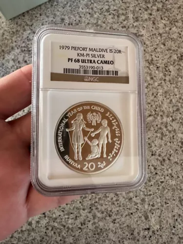 Piefort 1979 Maldives S20R Silver Year of the Child NGC PF68UC