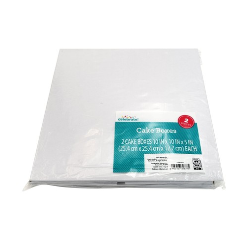 White Cake Boxes, 10" x 10" x 5", 2 Count - Picture 2 of 5