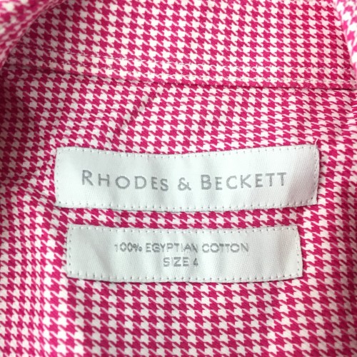 Rhodes and beckett shirt womens 4 pink houndstooth button up long sleeve 102997 - Picture 6 of 9