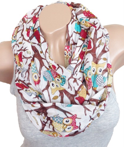 EULE SEIDE AST BAUM LOOP DESIGN SCHAL UHU SCHLAUCH RUNDSCHAL FASHION WEICH NEU - Bild 4 von 6