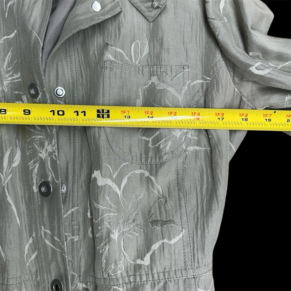 Chaqueta para mujer ARMANI talla 10 plateada/gris cepillada floral lazo cintura diseñador elegante Foto 4 de 4