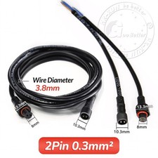 2 Pin Waterproof Extension Cable Connector Male Female Outdoor Led Light IP67