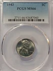 1943  1C  Lincoln Wheat One Cent  PCGS MS66  57508140