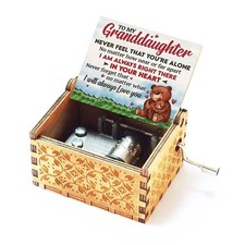 Gifts for Granddaughter from Grandpa/Grandma Hand Crank Engraved Music Box- M...