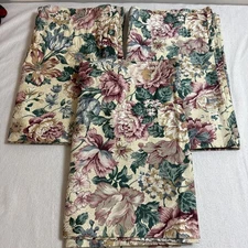 Vintage JC Penney 80s Valance Curtains Set 3 Floral Cottage 90x18 Rod Pocket