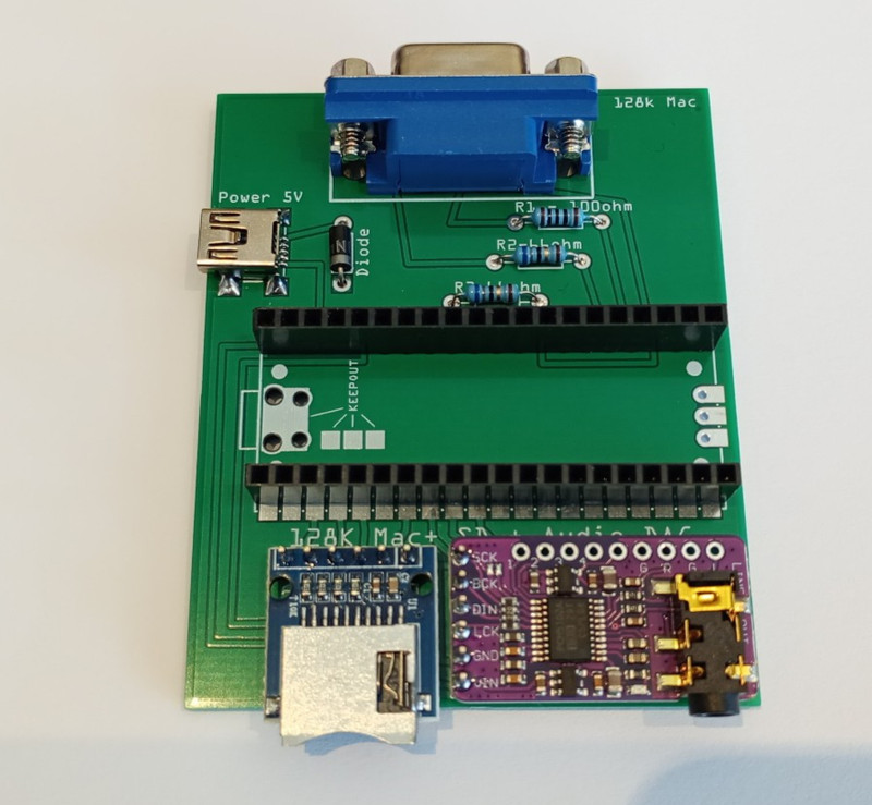 Apple Macintosh Mac 128K PicoMac with SD & Audio DAC Raspberry Pi Pico - Built
