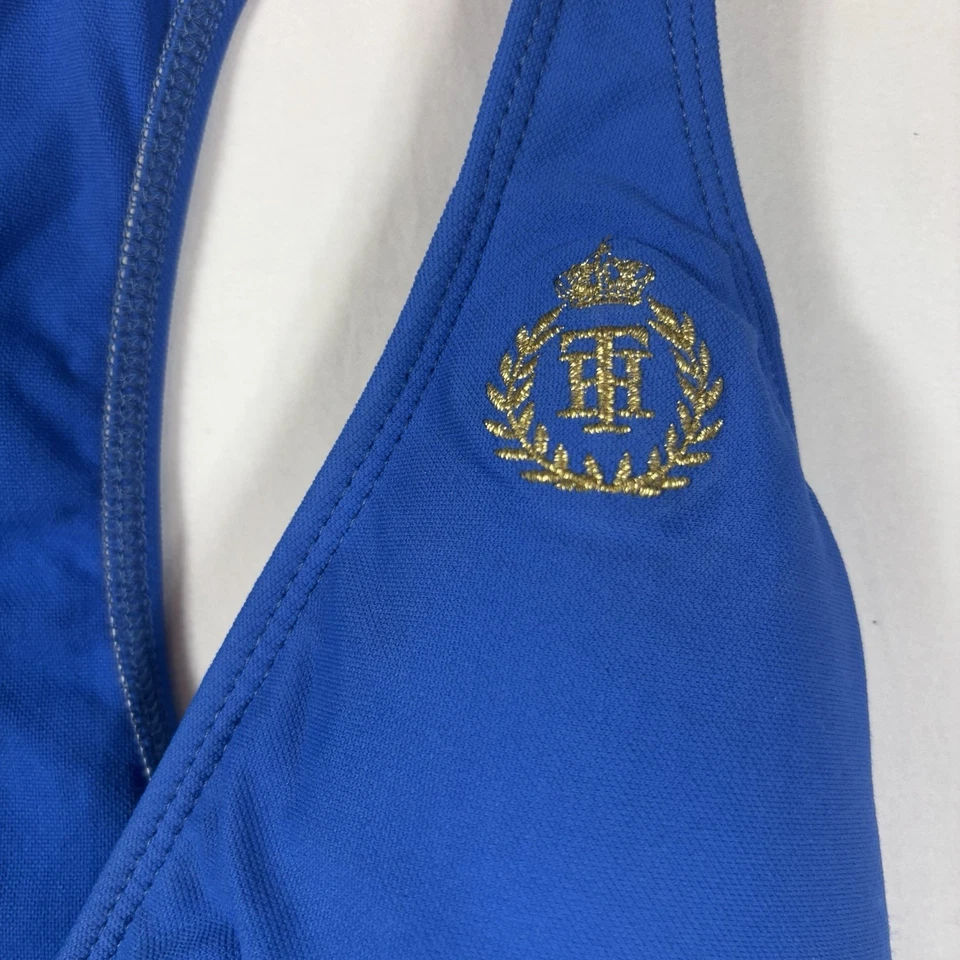 Tommy Hilfiger Blue Low Neck Swimsuit Gold Logo Style TH4511 Womens US size 10 - Image 2 of 4