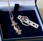 HISTORIC ORIGINALS STERLING SILVER AMETHYST STONE MACKINTOSH PENDANT & BROOCH