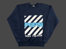 Vintage Pepsi Cola Ski Team Drink Pullover Crewneck Navy 80s Sweatshirt Size S