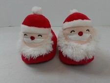 Carter  s Plush Slippers Santa Size 5/6 S/P Small Boy Girl Toddler Red Faux Fur