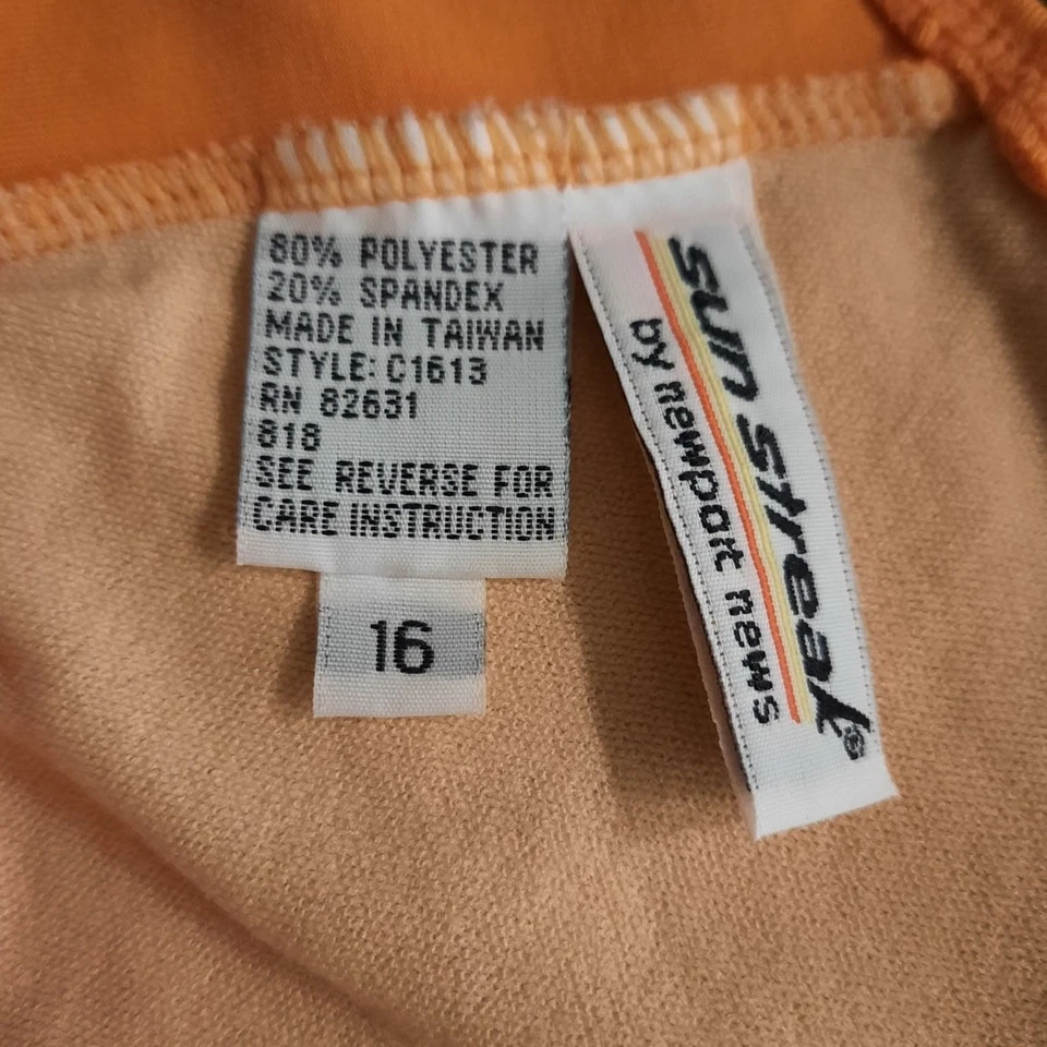 Camiseta Tankini Vintage Años 90 Y2K Sun Steak Newport News Naranja Claro Talla 6 Sunny Happy Foto 4 de 4