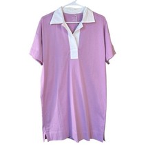 Everlane Short Sleeve Polo Shirt Dress Relaxed Fit Pink Mauve Medium NWT