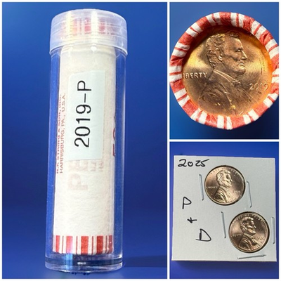 #ad 2019 P Lincoln Shield Cent Penny Roll. Free 2025 Pamp;D Coins w Purchase 🎁 $13.99
