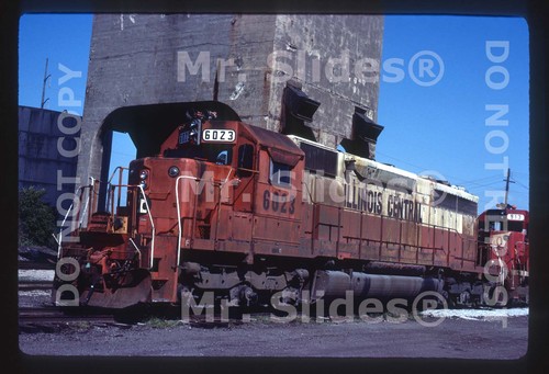 Original Slide IC Illinois Central Rare SD40A 6023 Council Blulffs IA 1983