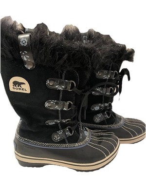SOREL Joan Of Arctic Floral Faux Fur Winter Duck Boots Sz 4 Waterproof Y2K