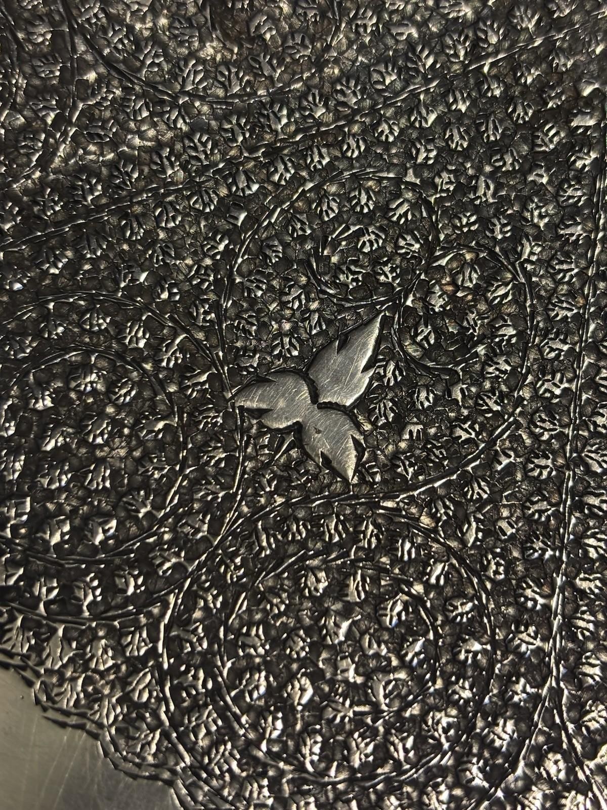 Vintage Kashmiri Indian Silver Salver Tray Scrolling Chinar Flower Motif 229g 