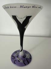 Lolita Little Black Dress 4 oz Decorated Martini Glass Purple Base Signed