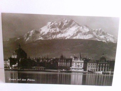 Luzern mit dem Pilatus. Schweiz. Alte Ansichtskarte / Postkarte s/w, ungel. um 1