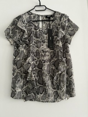 Tigha Damenbluse mit Animalprint & Volants, Gr. XS