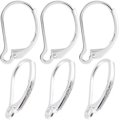 6pcs 925 Sterling Silver Earring Hooks, Hypoallergenic Leverback Earring Back...