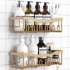 Shower Caddy 2 Pack, Adhesive Bathroom Organizer, Rustproof Stainless Steel She