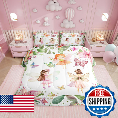 Erosebridal Fairy Garden Full Comforter Setpink Floral Butterfly Bedding Sets