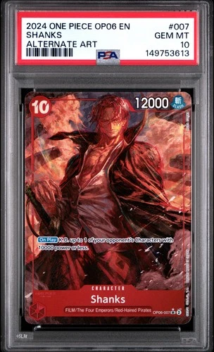 2024 ONE PIECE OP06-WINGS OF THE CAPTAIN ALTERNATE ART #007 SHANKS PSA 10
