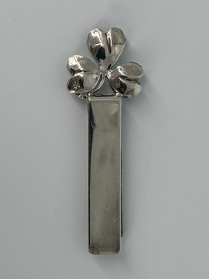 LEONORE DOSKOW INC. Silver Plate Minimalist Clover BOOKMARK 1980 s
