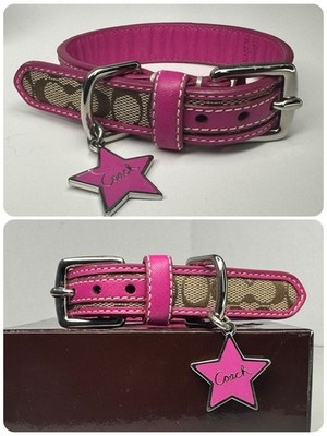 Coach Leather & Fabric Brown Pink XS Extra Small 8.5-10.5” Star ID
