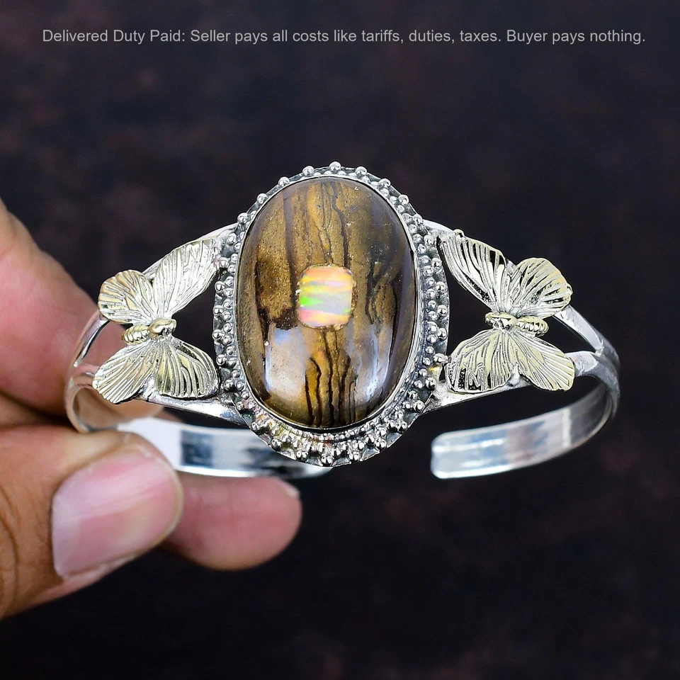 Brazalete Brazalete Mariposa Piedra Ópalo Etópico Plata Esterlina Foto 3 de 4