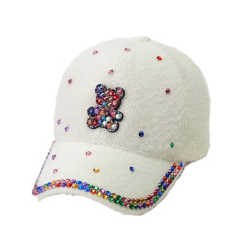 Gorra de béisbol oso estrás gorra pico moda aire libre informal sombrero a prueba de sol nueva - Imagen 5 de 7