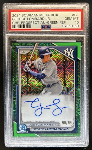 2024 Bowman Mega Box George Lombard Jr. Auto Mojo Green Refractor #/99 PSA 10