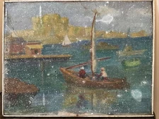 Vintage Oil Painting On Canavas , Sea Landscape, Sea , Very Interesting Signed